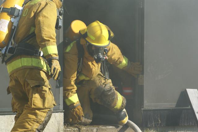 SLVFD members during live exercise at the Lake Placid training facility 9/18/2010